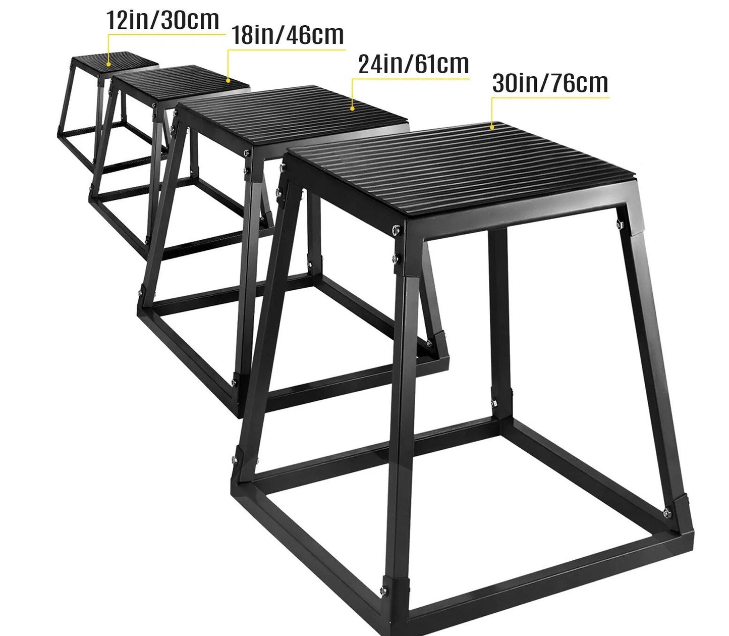 12/18/24/30 inch Plyometric Jump Boxes Plyo Box Platform Black For Home Gym Training Conditioning Strength Training 3/4pcs